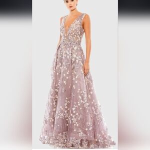 Elegant Lavender Floral Evening Gown